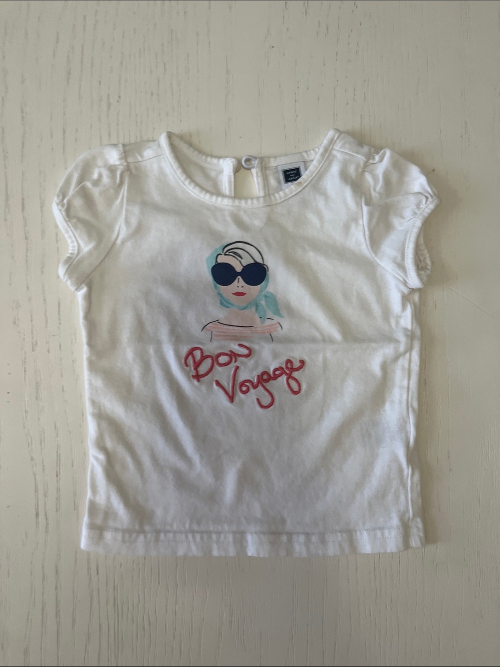 Janie and Jack White Tee with Navy Sunglasses and Teal Scarf Graphic